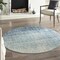 Homeroots 5 ft. Round Navy & Light Blue Abstract Area Rug 385285 - alternate 7